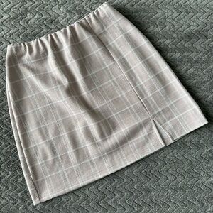 Popular Basics Cream Plaid Mini Skirt